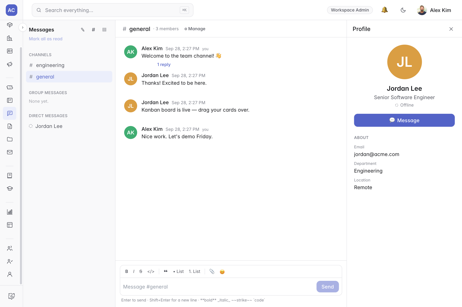 Communicate in a secure, built-in messaging app screenshot